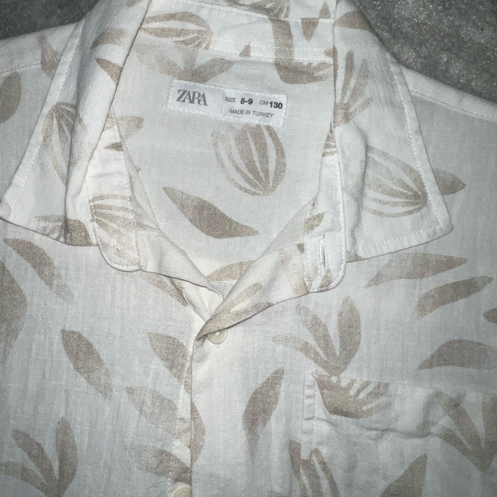Boys ZARA short sleeve button down shirt - cream